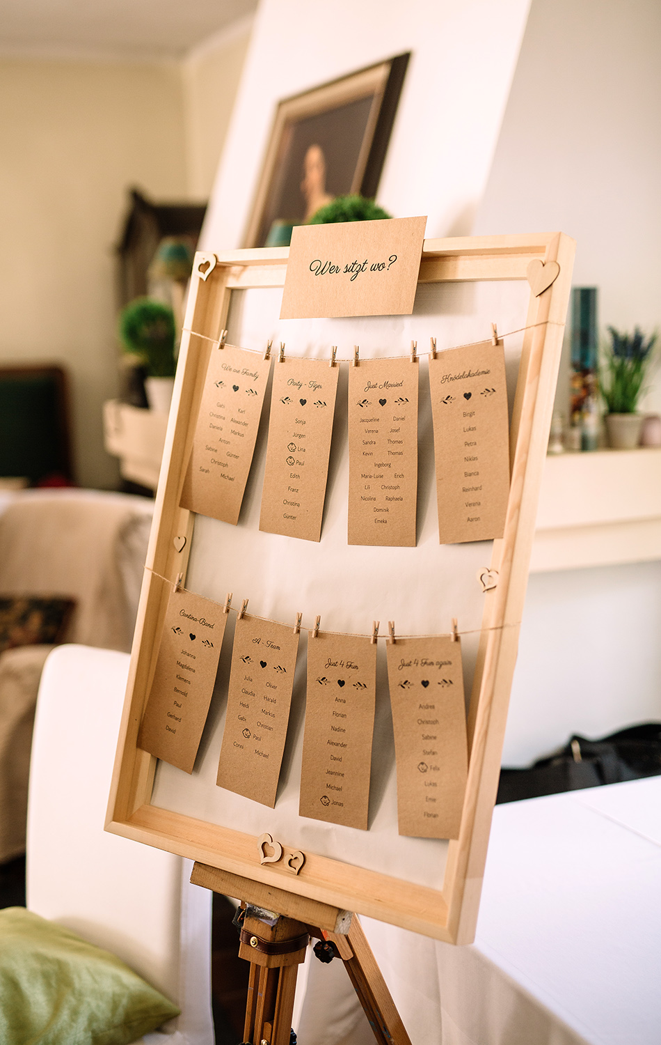 Sitzplan für eine Hochzeit